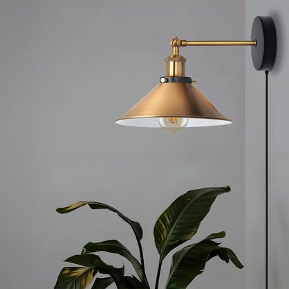 Yellow brass plug in wall light with dimmer switch for bed room.JPG