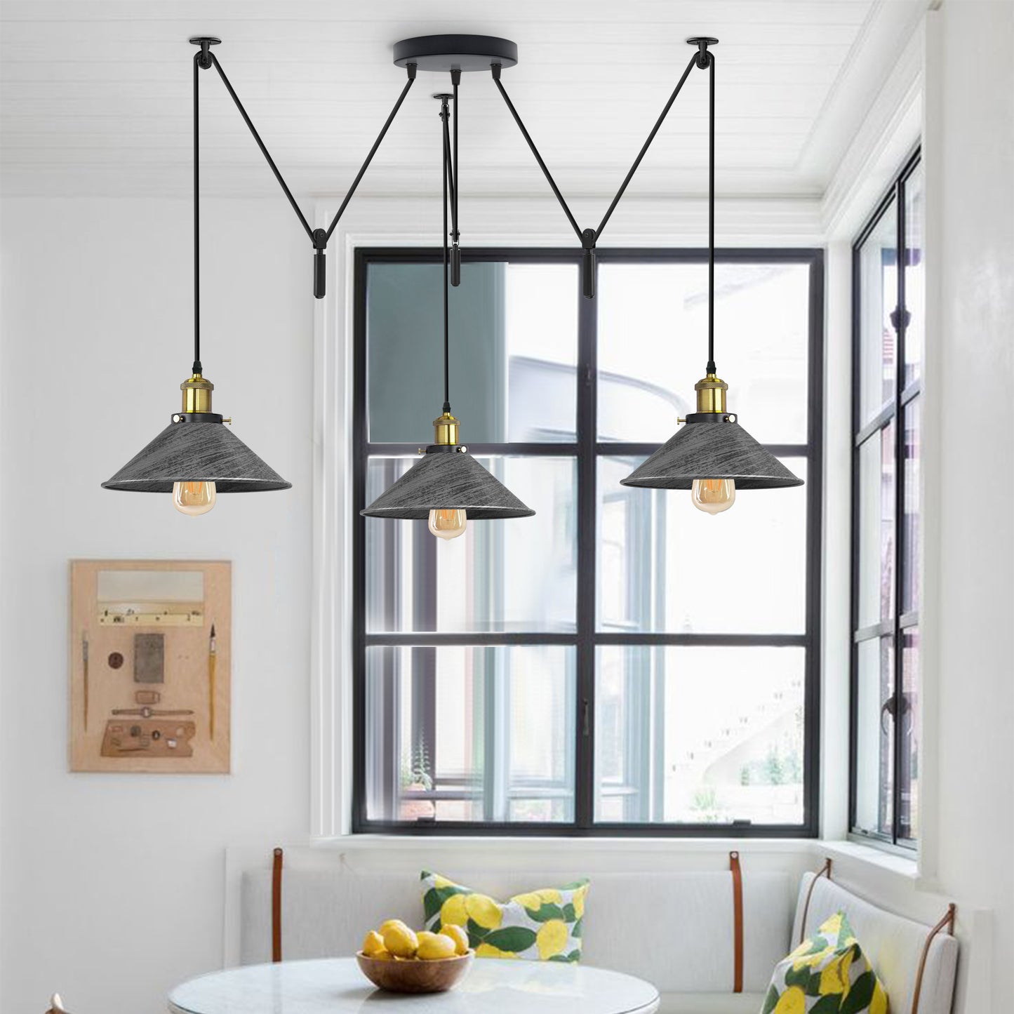 Industrial Three-head Spider Pendant Light Chandelier