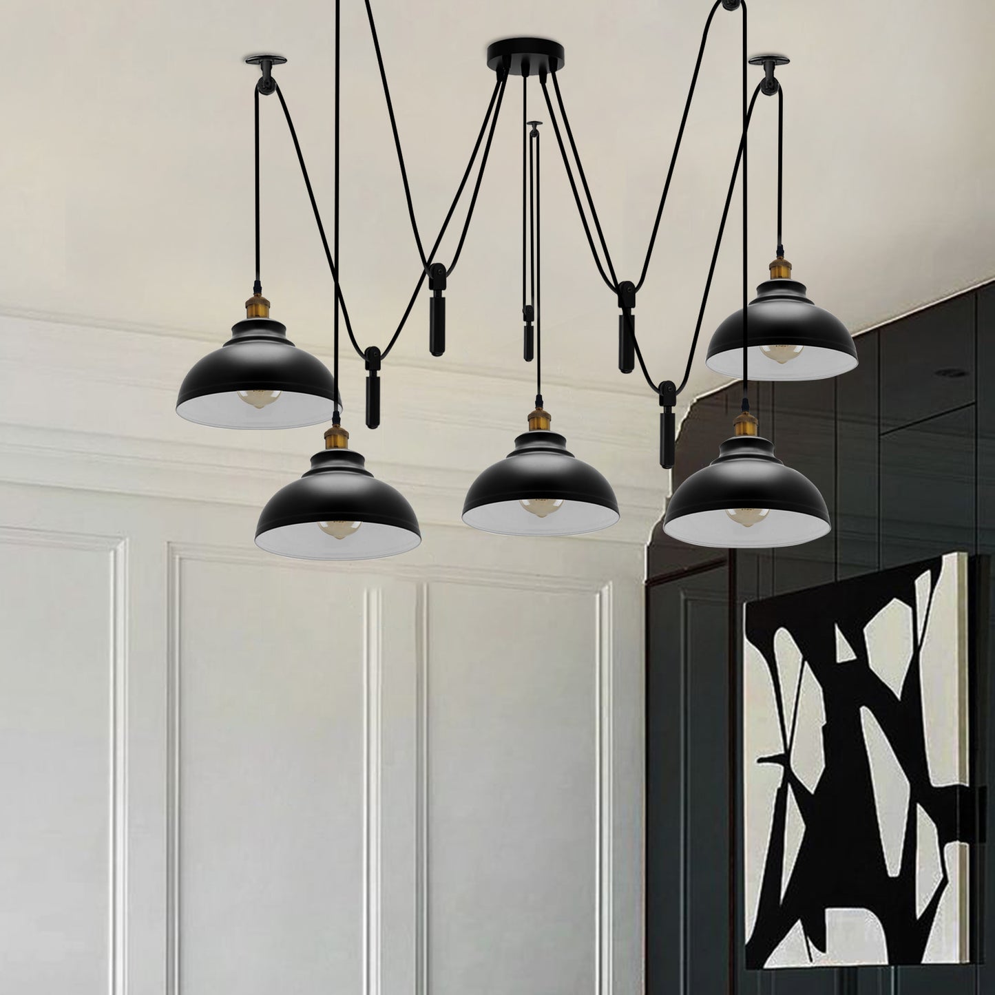 Black 5-Head Ceiling Pendant Light for foyers.JPG