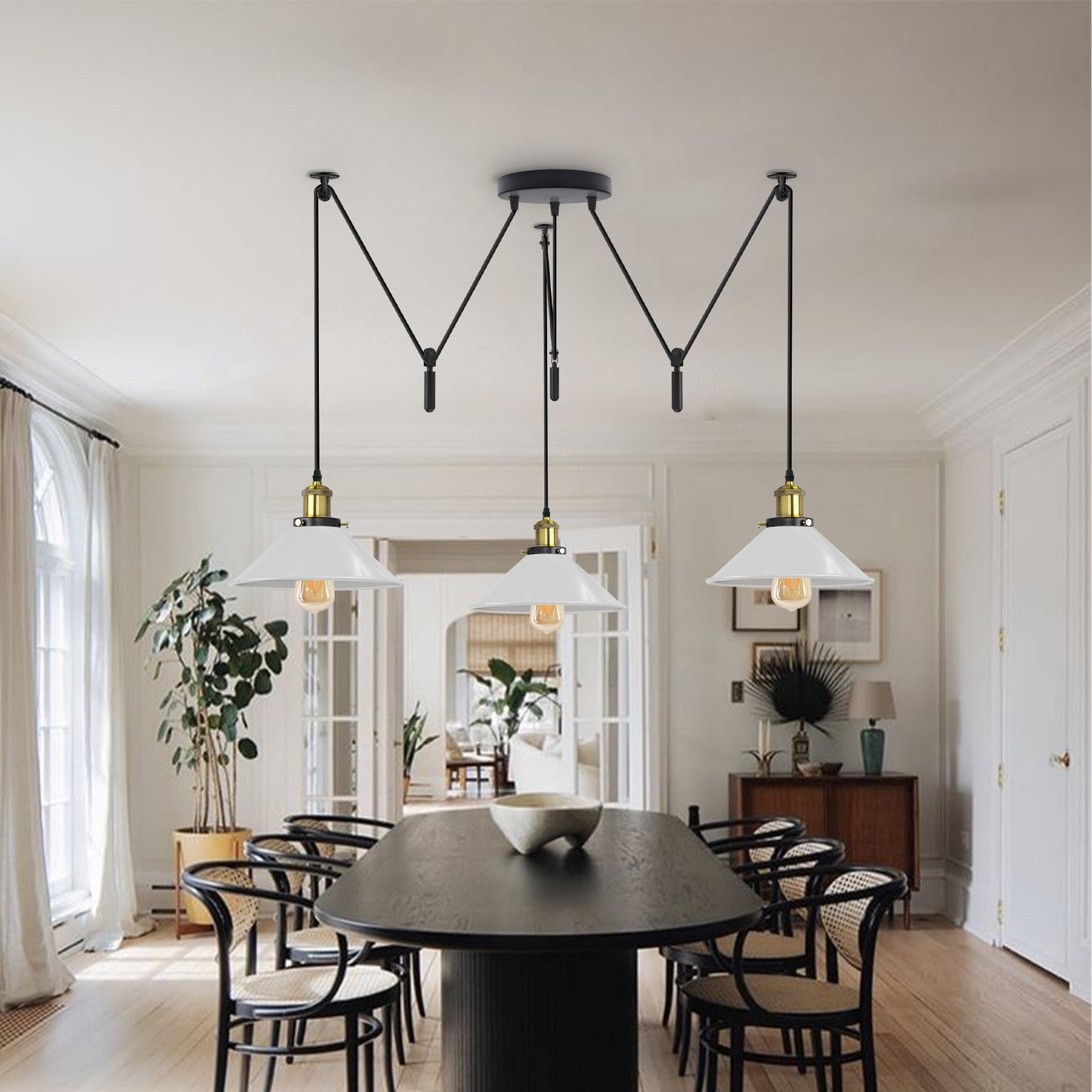 white  3 pendant light with adjustable for dining room.JPG