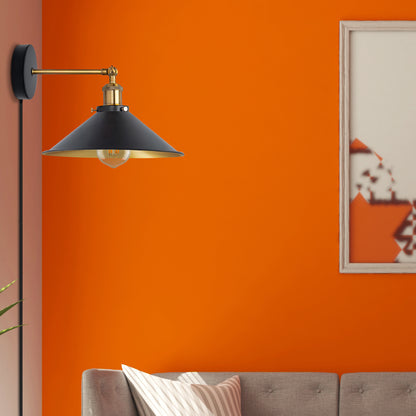 black plug in wall light with dimmer switch for living room.JPG