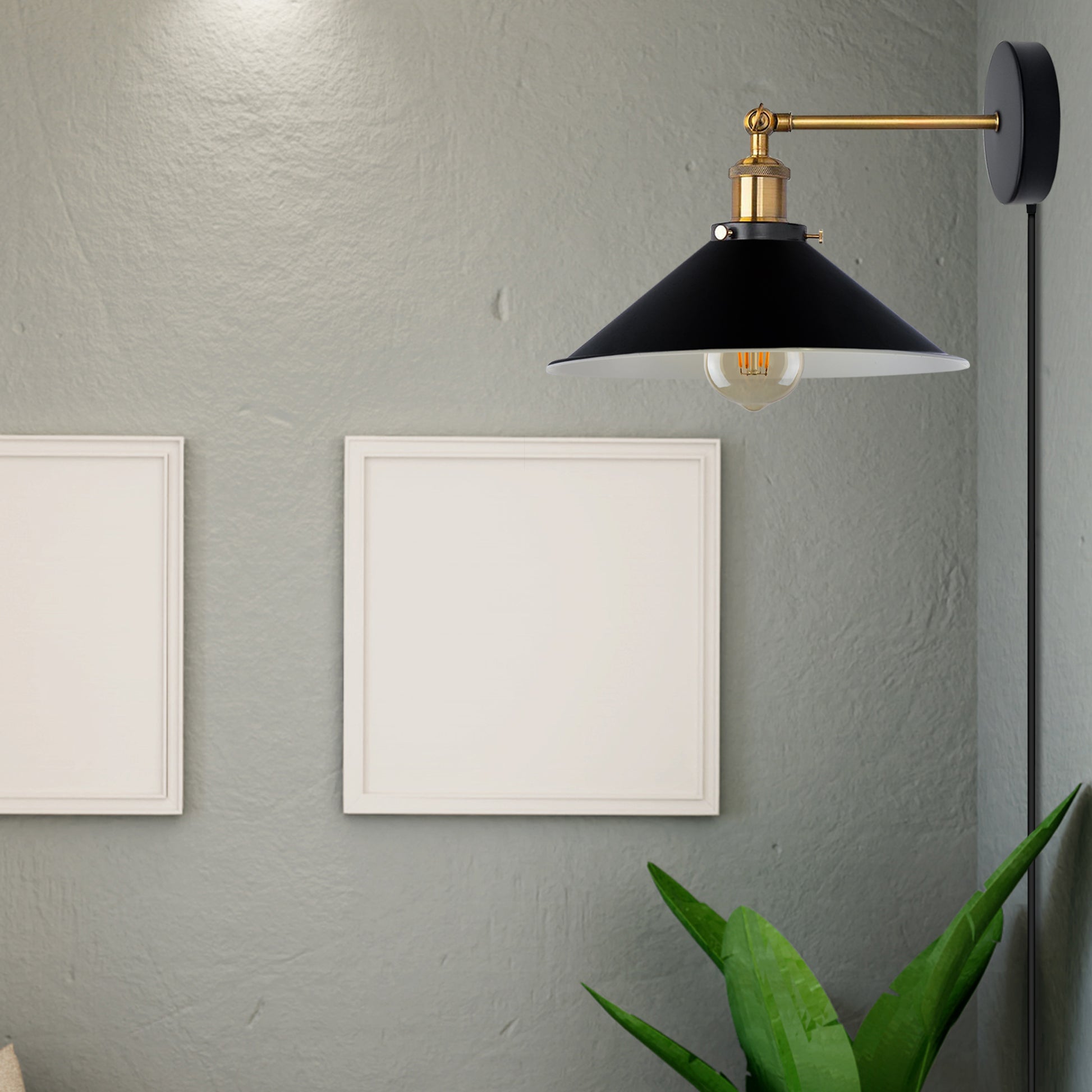 black plug in wall light with dimmer switch.JPG