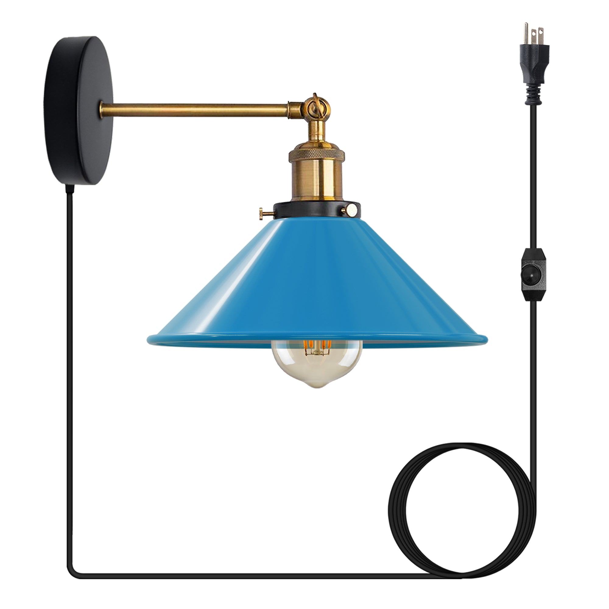 Metal Shade Plug-in Wall Light Sconces with Dimmer Switch – Relicelectrical