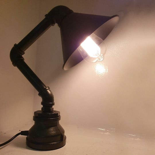 Industrial  Water Pipe Steampunk Plug in Table Lamp - 1602