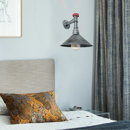 Brushed Silver Water Pipe  Cone  Wall Sconce Light for bed room.JPG