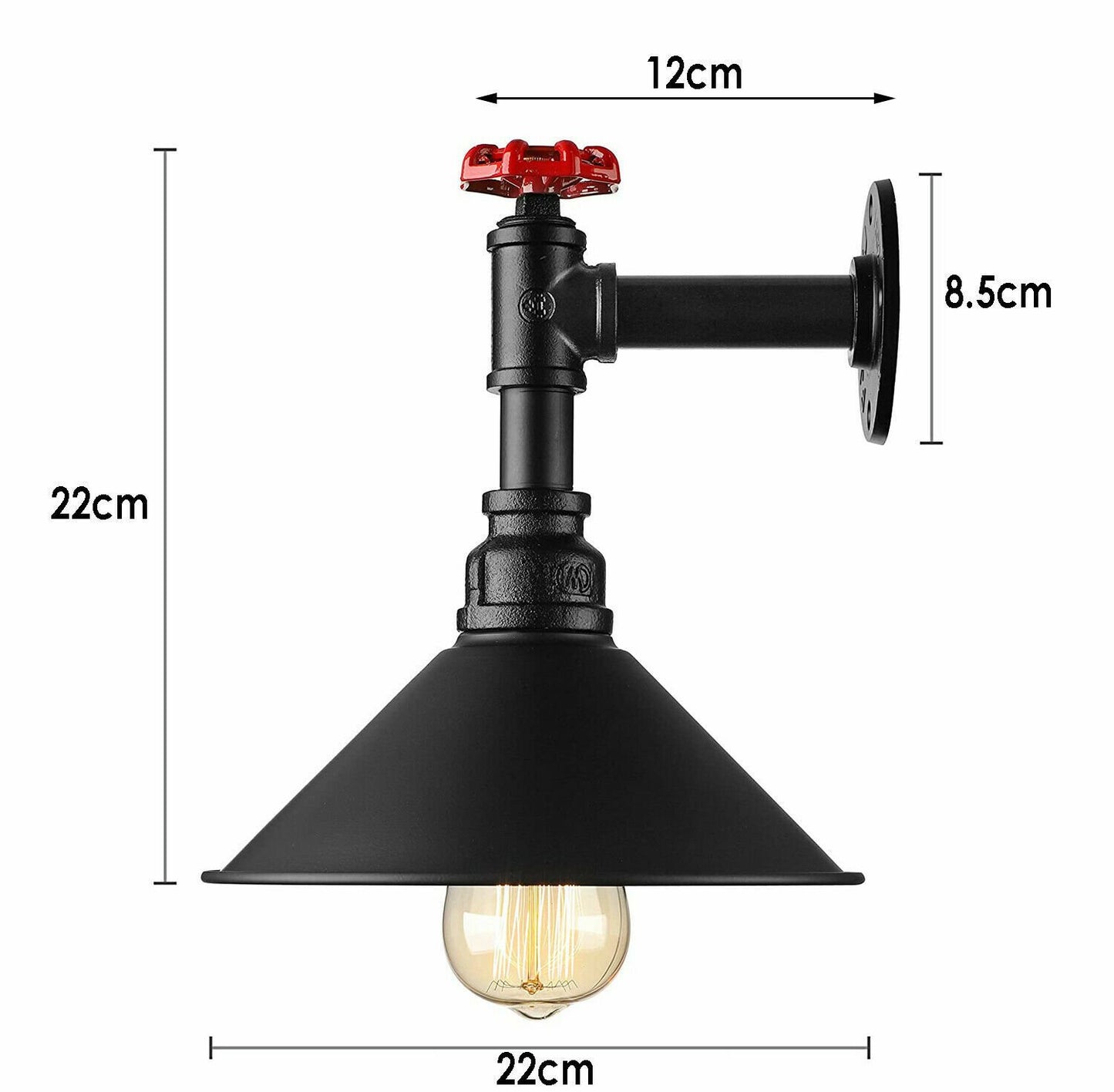 Black Water Pipe  Cone  Wall Sconce Light.JPG