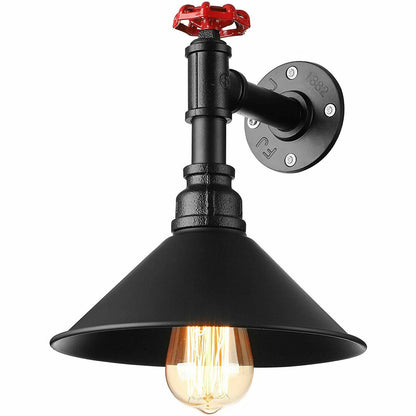 Black Water Pipe  Cone  Wall Sconce Light.JPG