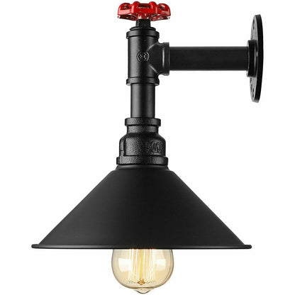 Black Water Pipe  Cone  Wall Sconce Light.JPG