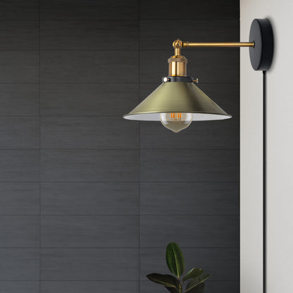 Green brass plug in wall light with dimmer switch for bed room.JPG