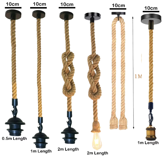 Industrial hanging  hemp rope Pendant lighting