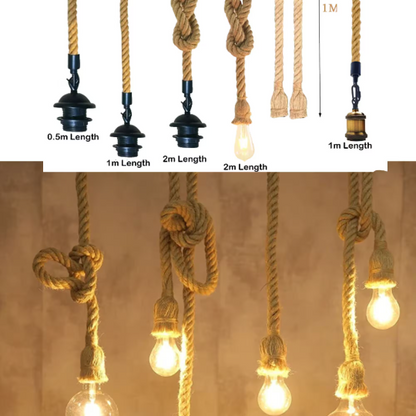 Industrial hanging  hemp rope Pendant lighting