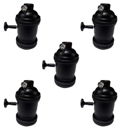 Vintage Metal Bulb Socket Lamp Holder with Switch and Ring Lampshades addable Screw in Industrial Edison E27 Bulb Light Socket for Pendant Light, Wall Light