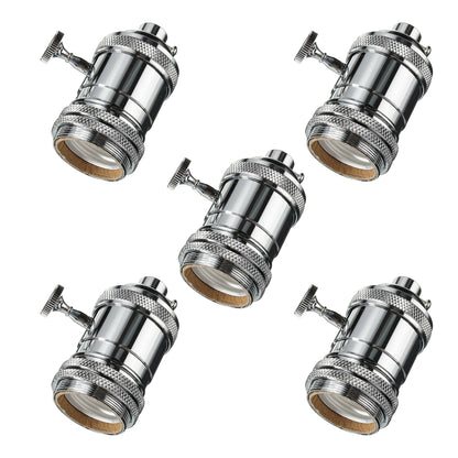 Vintage Metal Bulb Socket Lamp Holder with Switch and Ring Lampshades addable Screw