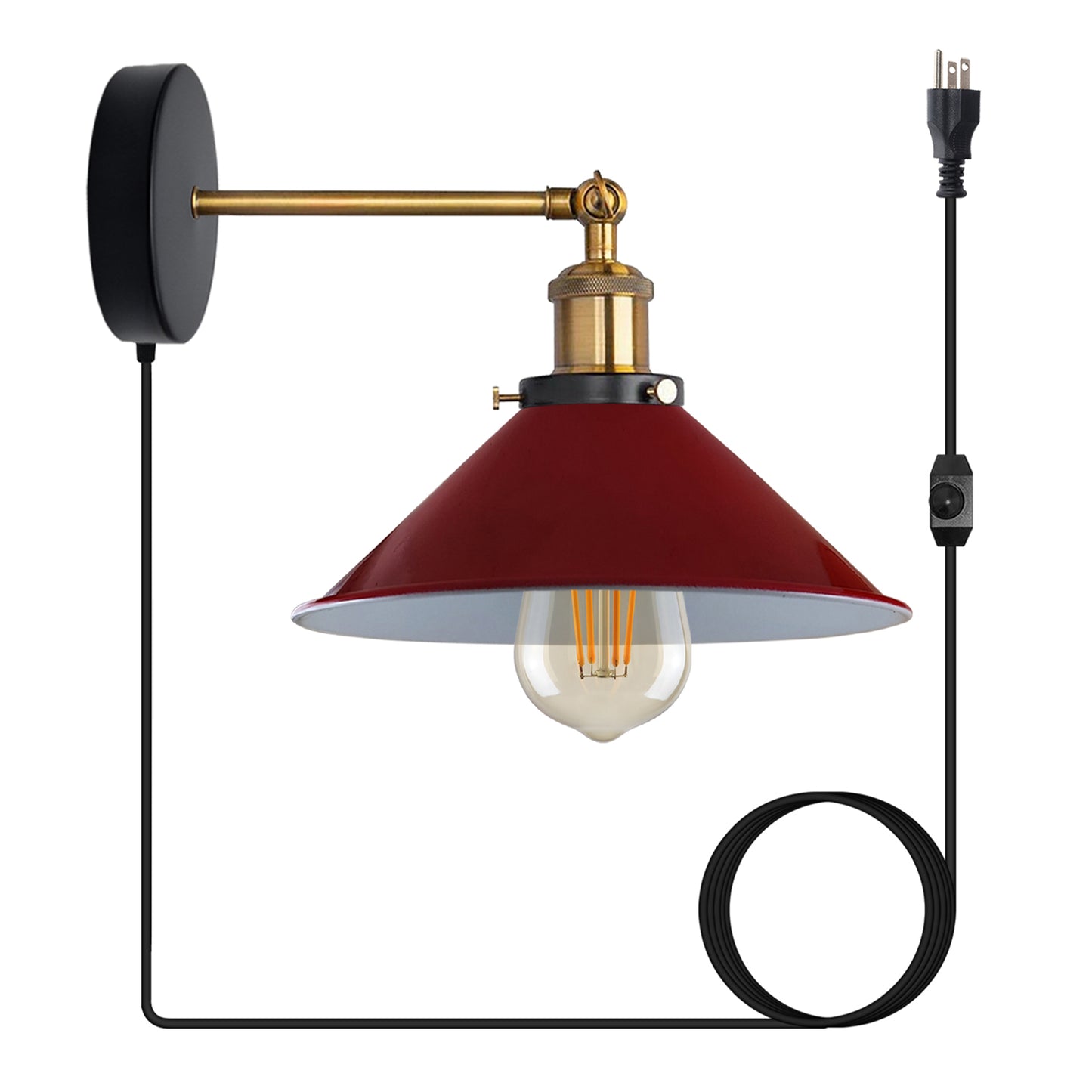 Red Plug-in Wall Light Sconces with Dimmer Switch.JPG