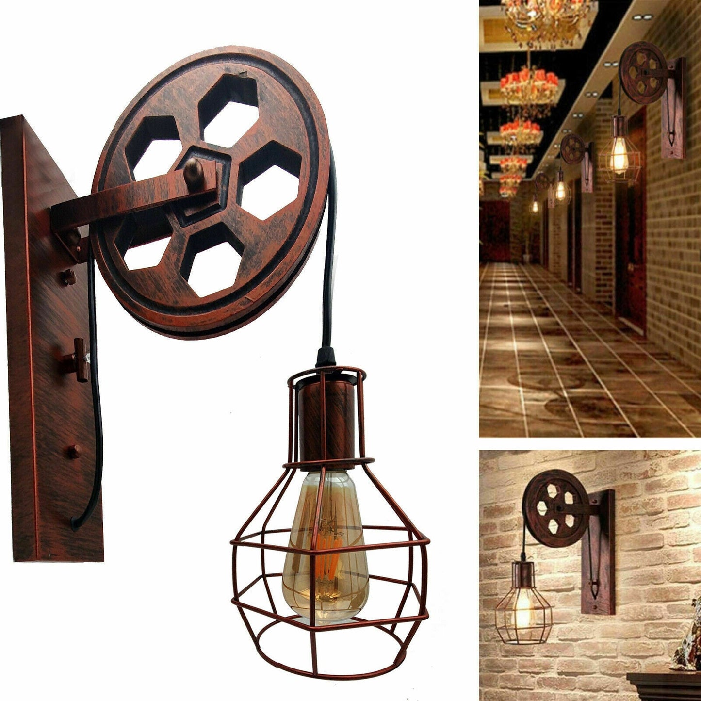 Rustic Red Pulley Wall light for out door.JPG