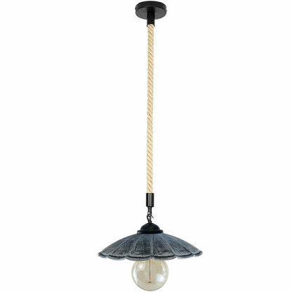 Brushed Silver umbrella-shape Pendant Light with rope.JPG