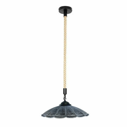 Brushed Silver umbrella-shape Pendant Light with rope.JPG