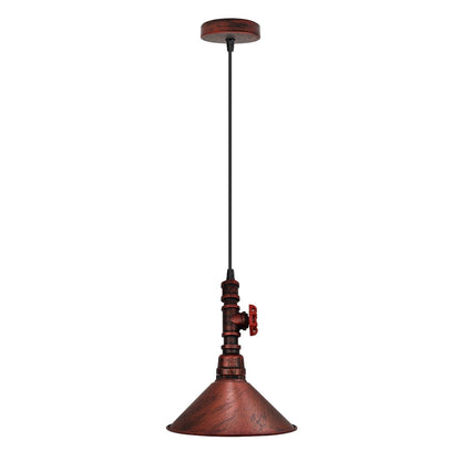 Vintage Pendant Lamp Steampunk Pipe Hanging Ceiling Light Cone ShadeSingle Head Metal Cone Shade Steampunk Pipe Lighting