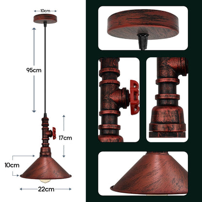 Single Head Metal Cone Shade Steampunk Pipe Lighting