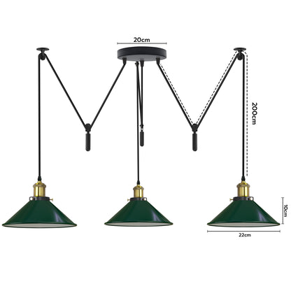 Green 3 pendant light with adjustable.JPG