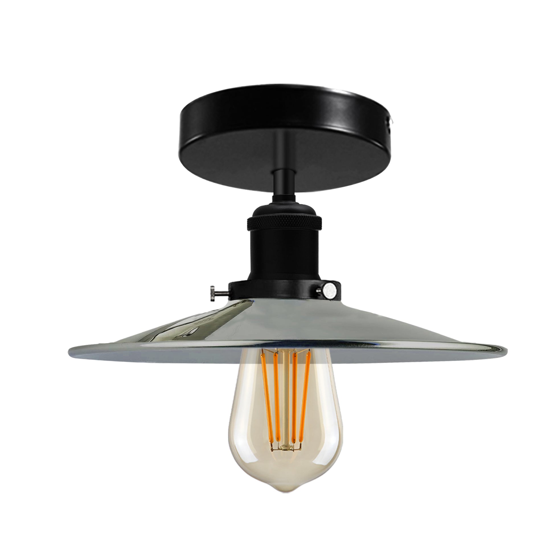 Modern Metal Cone Shape Semi Flush Mount Light 