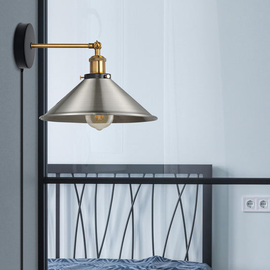 Satin nickel plug in wall light with dimmer switch for bed room.JPG