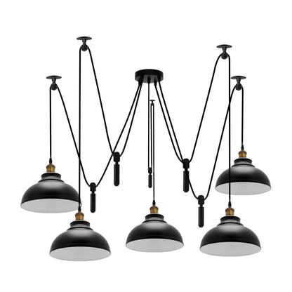 Black 5-Head Ceiling Pendant Light