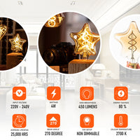 Star 4W LED Light Bulb E26 Warm White Decorative LED Edision Bulbs Dimmable