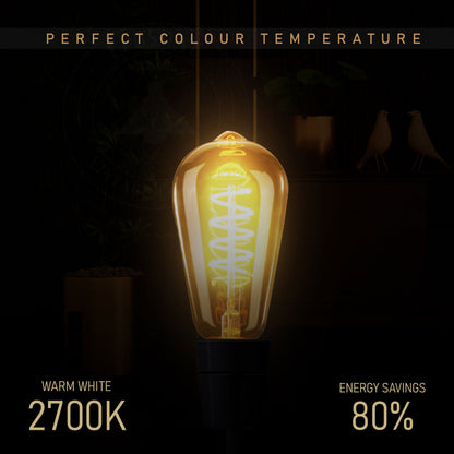 ST64 4W LED Light Bulb Warm White Vintage Edison Filament Bulbs Dimmable
