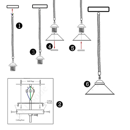 Industrial Rope Cone Shape Brushed Silver Pendant Light - description image