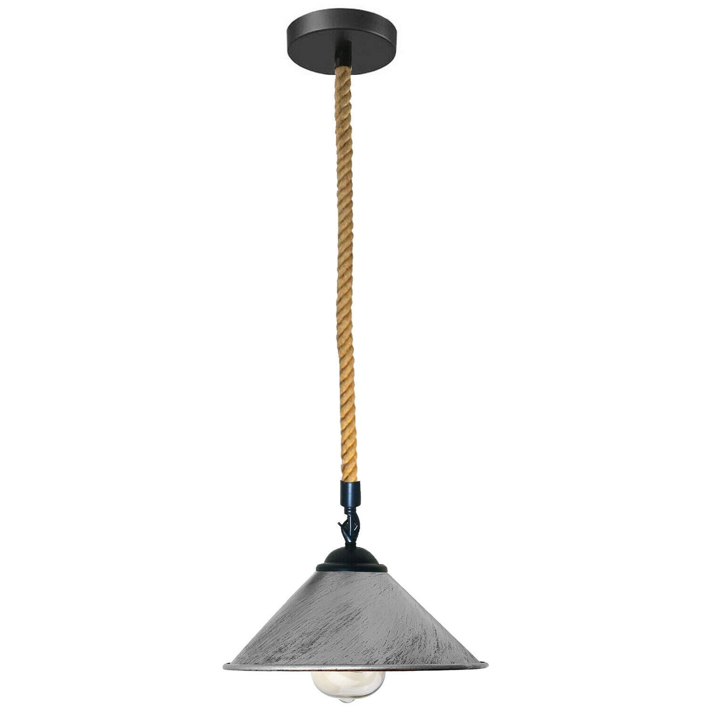 Industrial Rope Cone Shape Brushed Silver Pendant Light