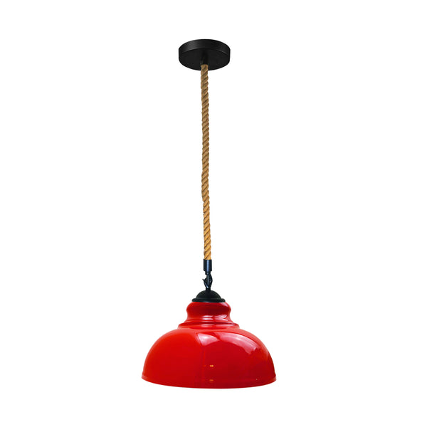 Vintage Curvy Hanging Pendant Light Red Light Fixture Rope