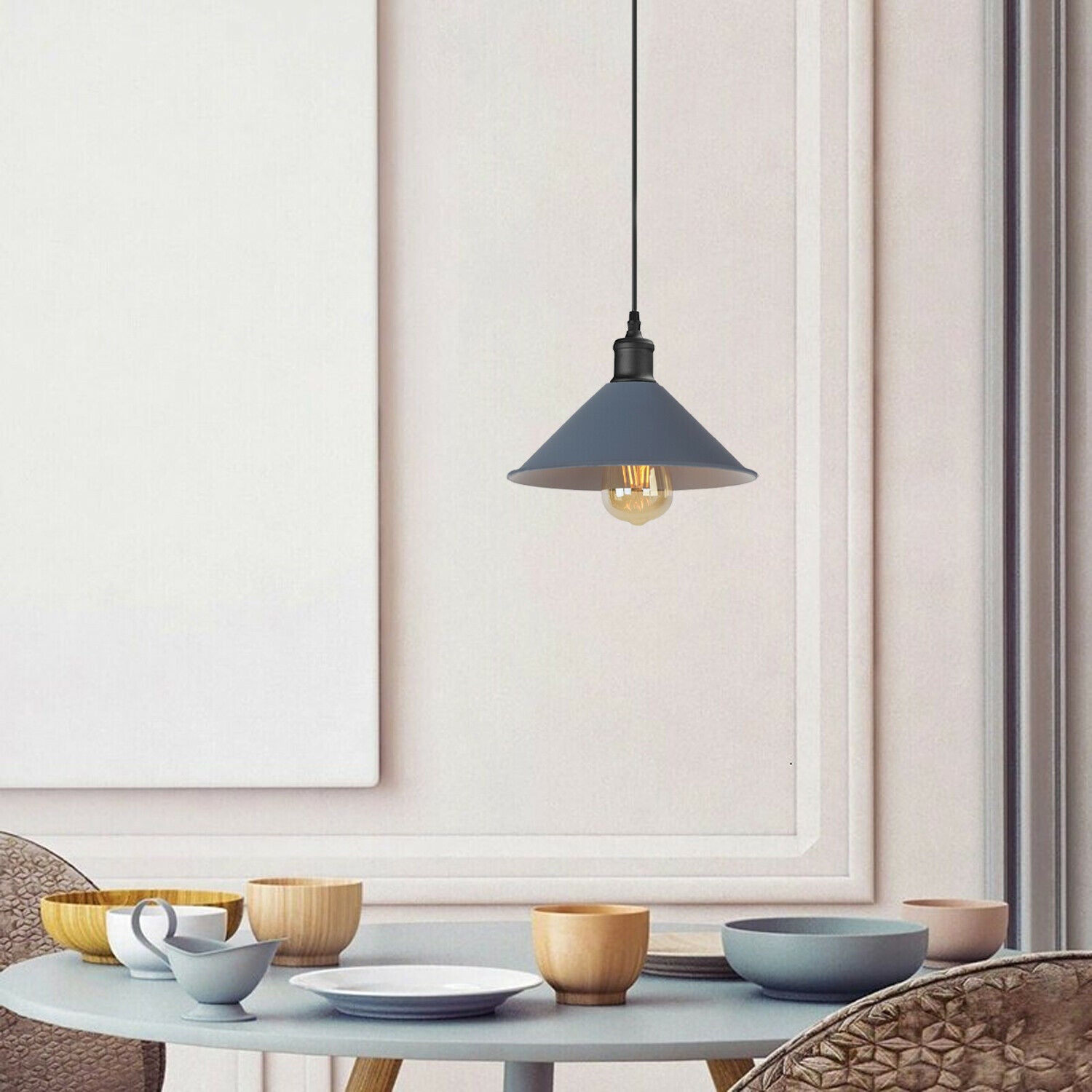 Grey Cone Pendant Light for dining room .JPG