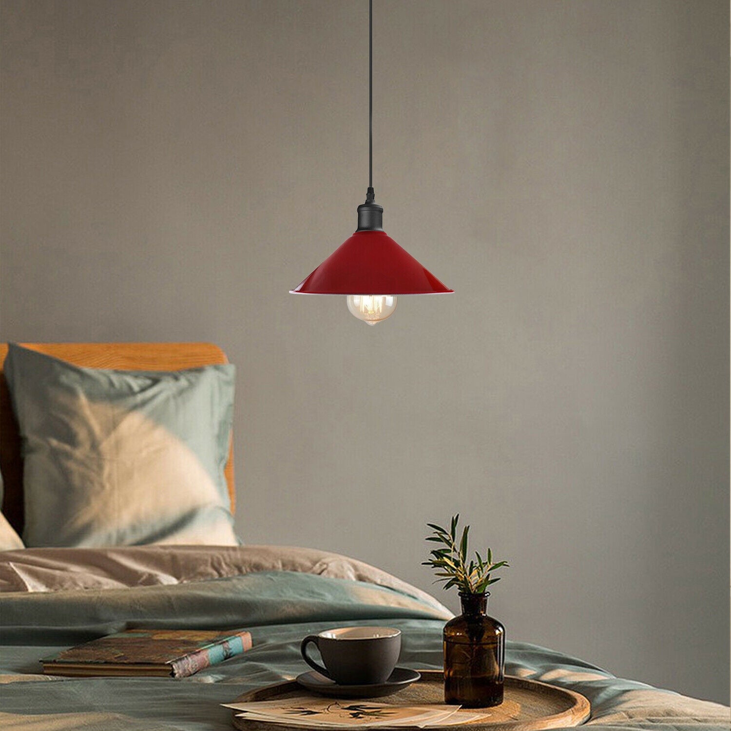 Red Cone Pendant Light for bed room .JPG