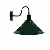 Gooseneck Wall Sconce Green Metal Lampshade Home Farmhouse Wall Mount Lights 