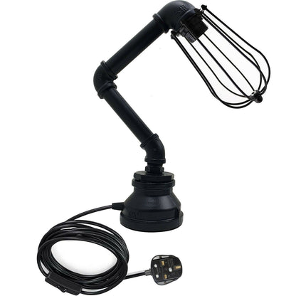 Retro Metal Water-Pipe Plug-In Table Lamp 