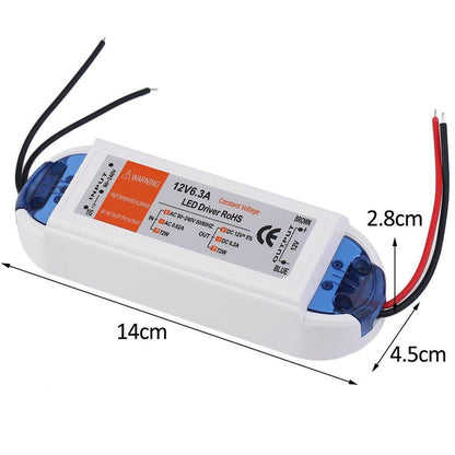 DC 12V 6.2A 72W Constant Voltage LED Driver Power Supply AC 90-240V Lighting Transformer
