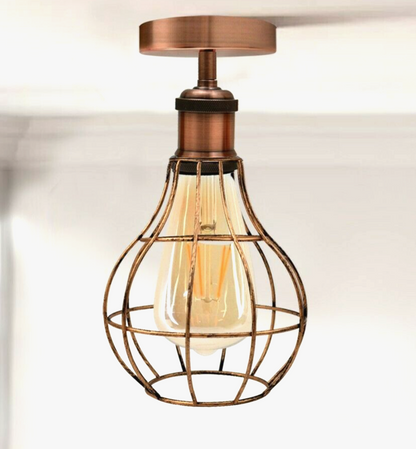 Retro Metal Wire Cage Ceiling Flush Mount Lights 