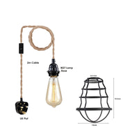 fabric hemp flex cable kit black plug in pendant lamp light e27 fitting vintage lamp
