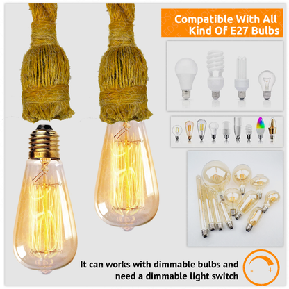 Industrial Vintage Hemp Rope Pendant Light
