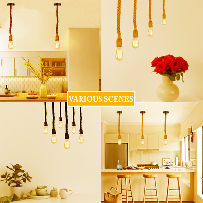 Industrial Vintage Hemp Rope Pendant Light