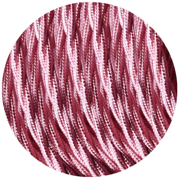 16Ft Twisted Cloth Covered Wire 18 Gauge 2 Conductor Braided Light Cord Shiny Pink