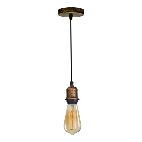Small Solid Brass Edison Vintage Ceiling Pendant Light in Antique