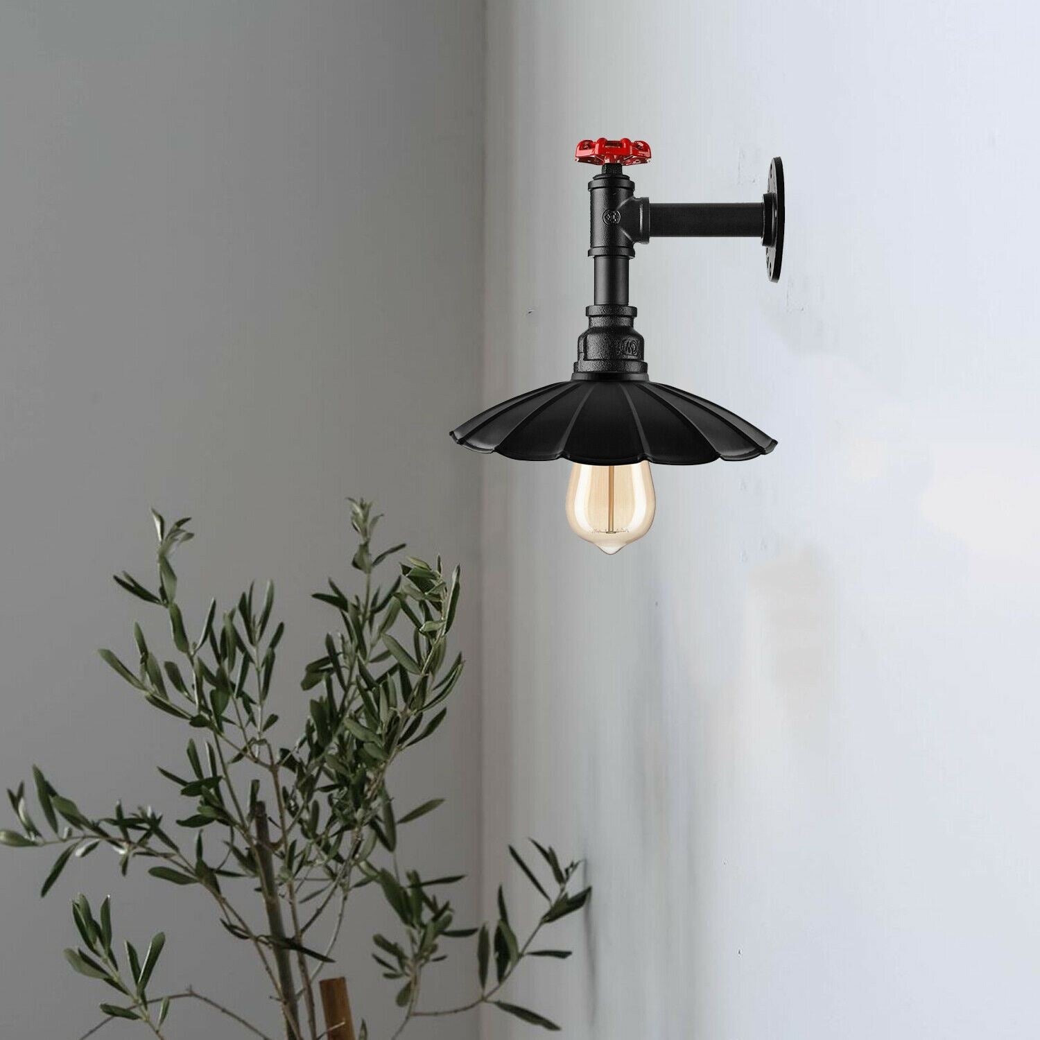 Black Steampunk wall sconce pipe light for living room.JPG