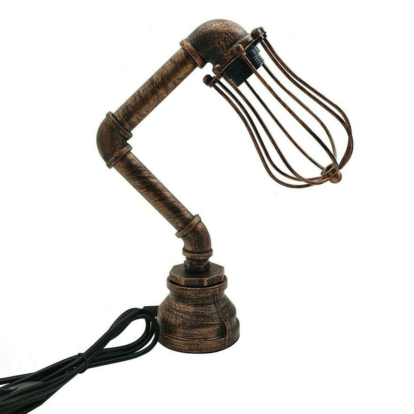 Retro Metal Water-Pipe Plug-In Table Lamp 