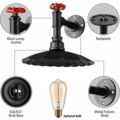 Black Steampunk wall pipe light.JPG