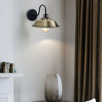 Retro Industrial Wall Lights Fittings E26 Indoor Sconce Metal Bowl Shape Shade For Basement, Bedroom, Home Office~1431