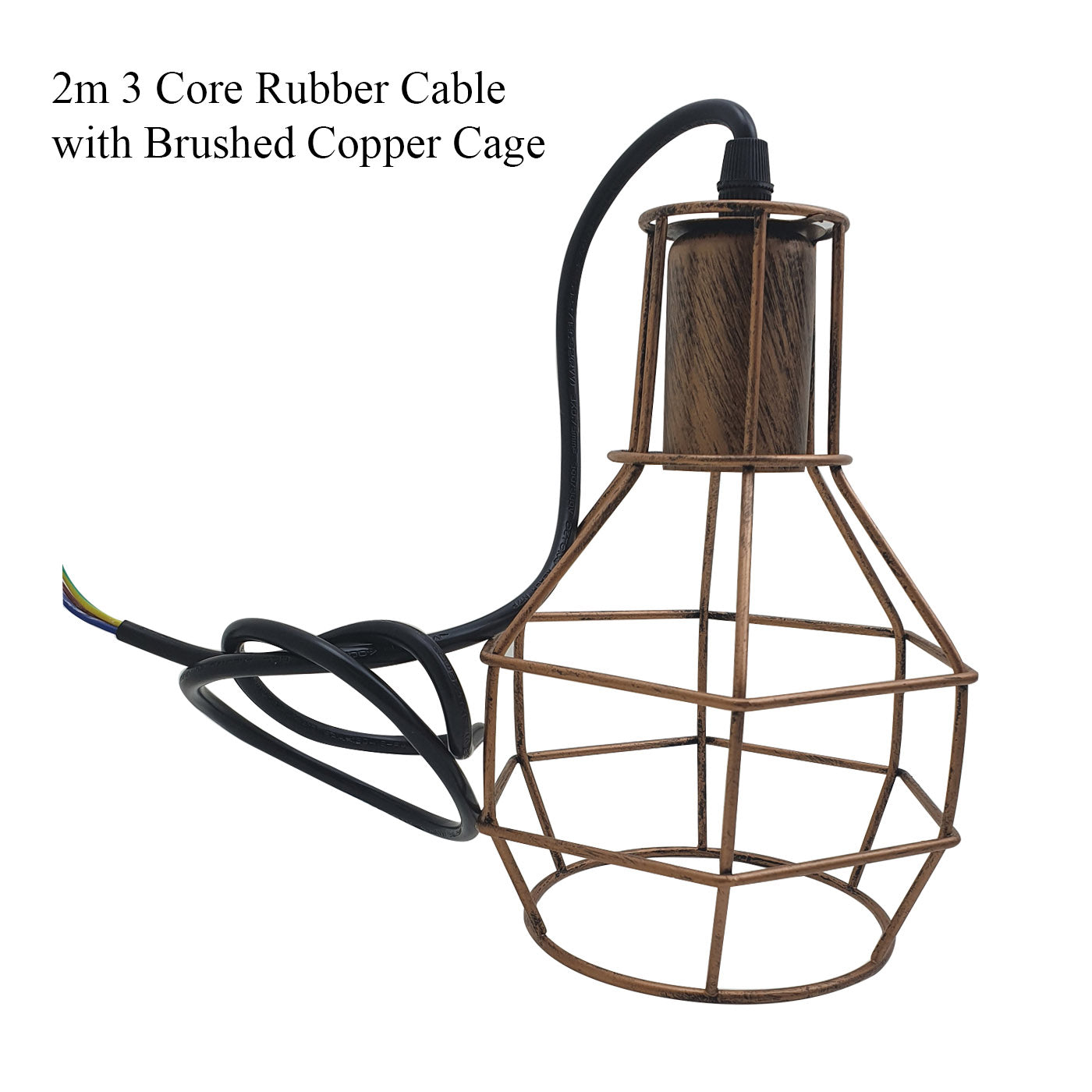 Modern Metal Brushed Copper Geometric Cage Pendant Light