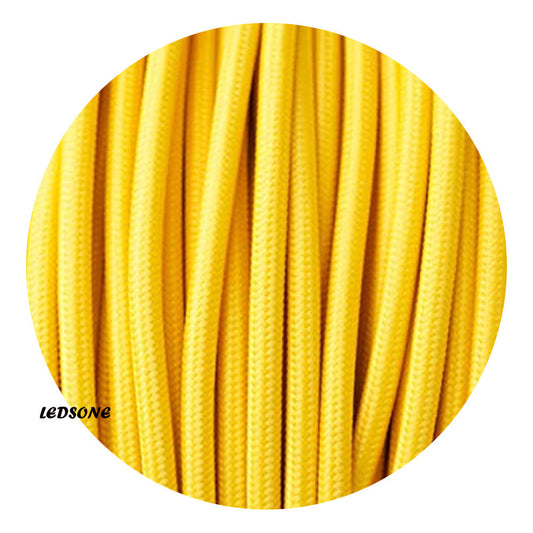 18 Gauge 3 Conductor Round Cloth Covered Wire Braided Light Cord Yellow