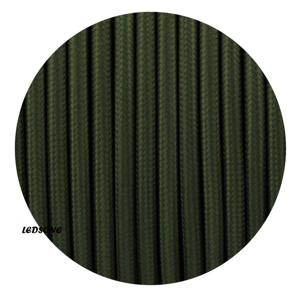 18 Gauge 3 Conductor Round Cloth Covered Wire Braided Light Cord Army Green